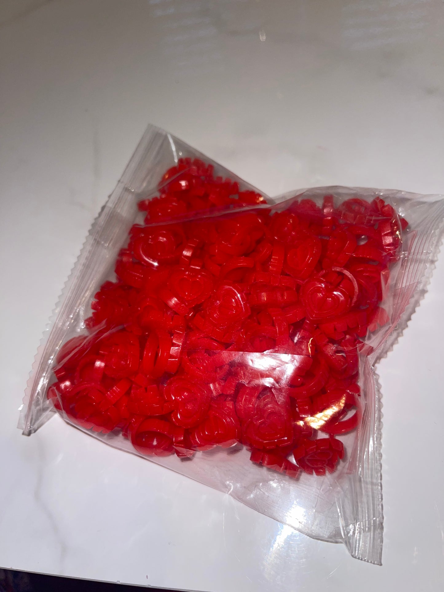 Red heart fanning rings