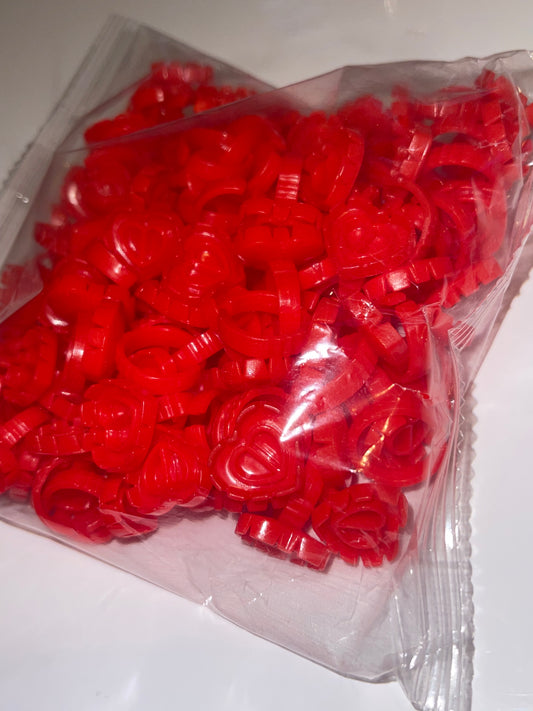 Red heart fanning rings